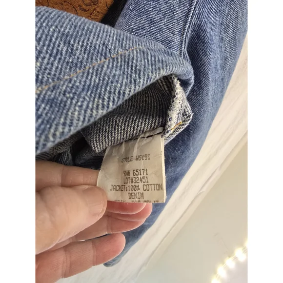 Frontier Vtg Denim Leather Cropped 1 Button Western Jacket. Ladies Size Large - Picture 8 of 15